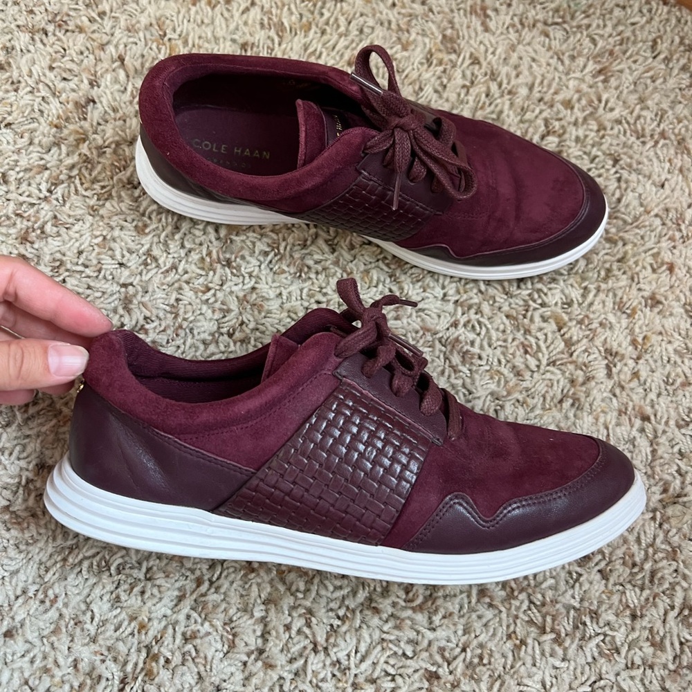 Cole Haan Grand Misha Burgundy Sneakers Suede Leather Shoes Casual Women’s 7